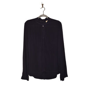 CLOTH & STONE ANTHROPOLOGIE $98 Long Sleeve Button-Back Blouse Navy Small